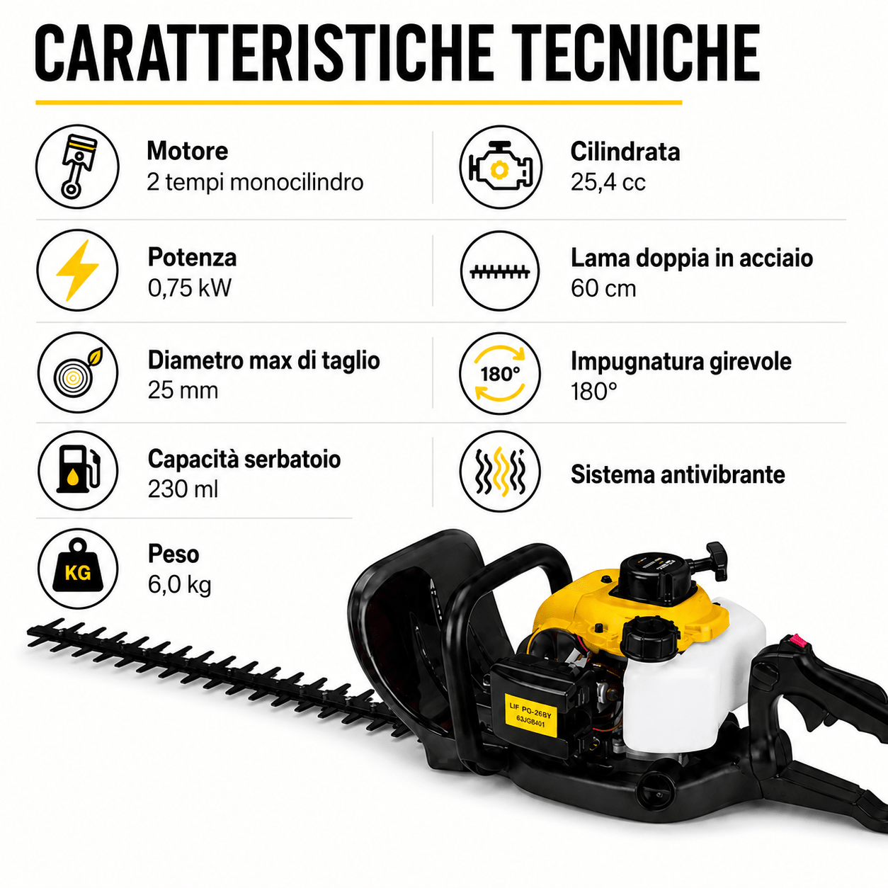 Tagliasiepi a scoppio PG - 26HT LIF 26cc - ELETTROFER