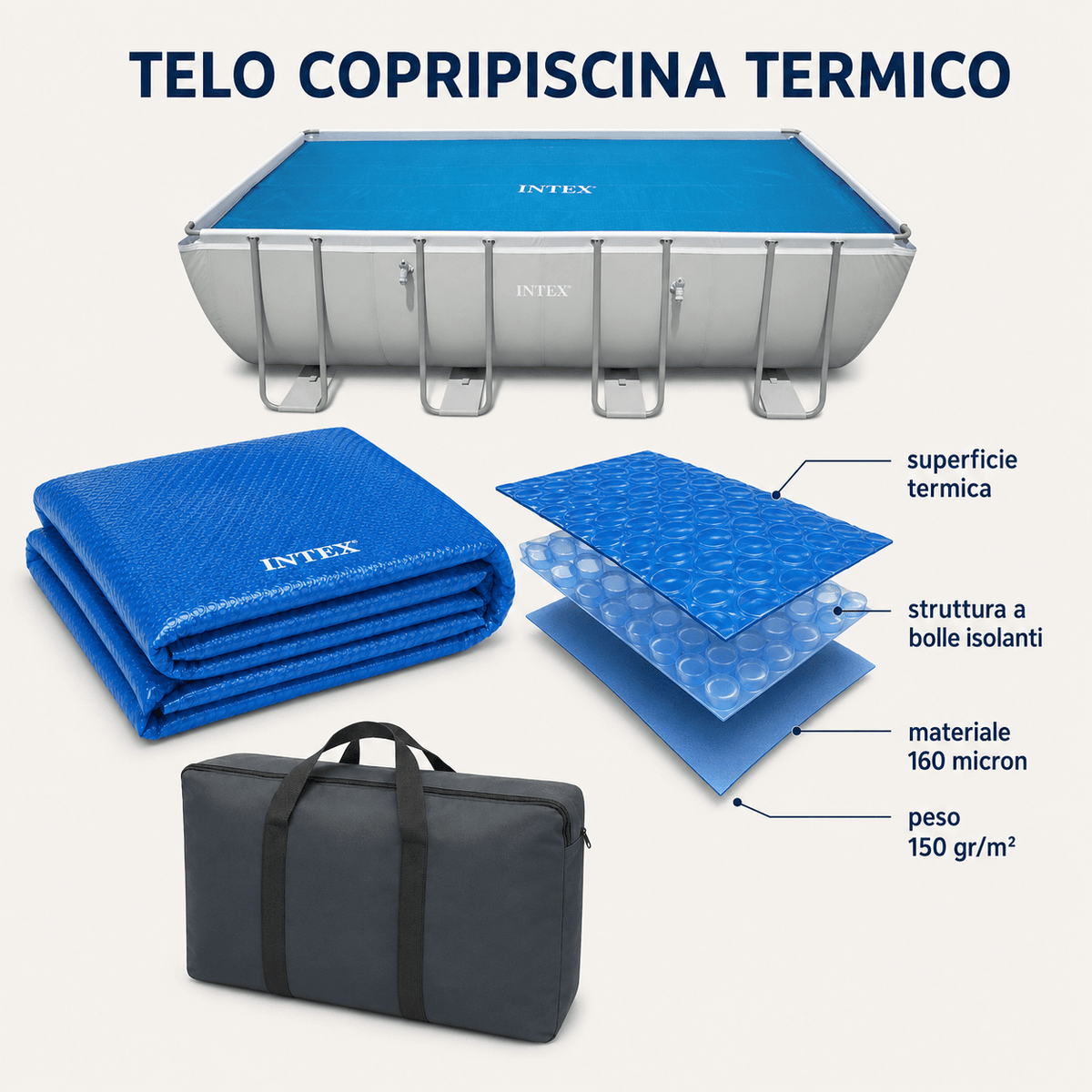 Telo copripiscina termico - cm 732 x 366 - INTEX - ELETTROFER