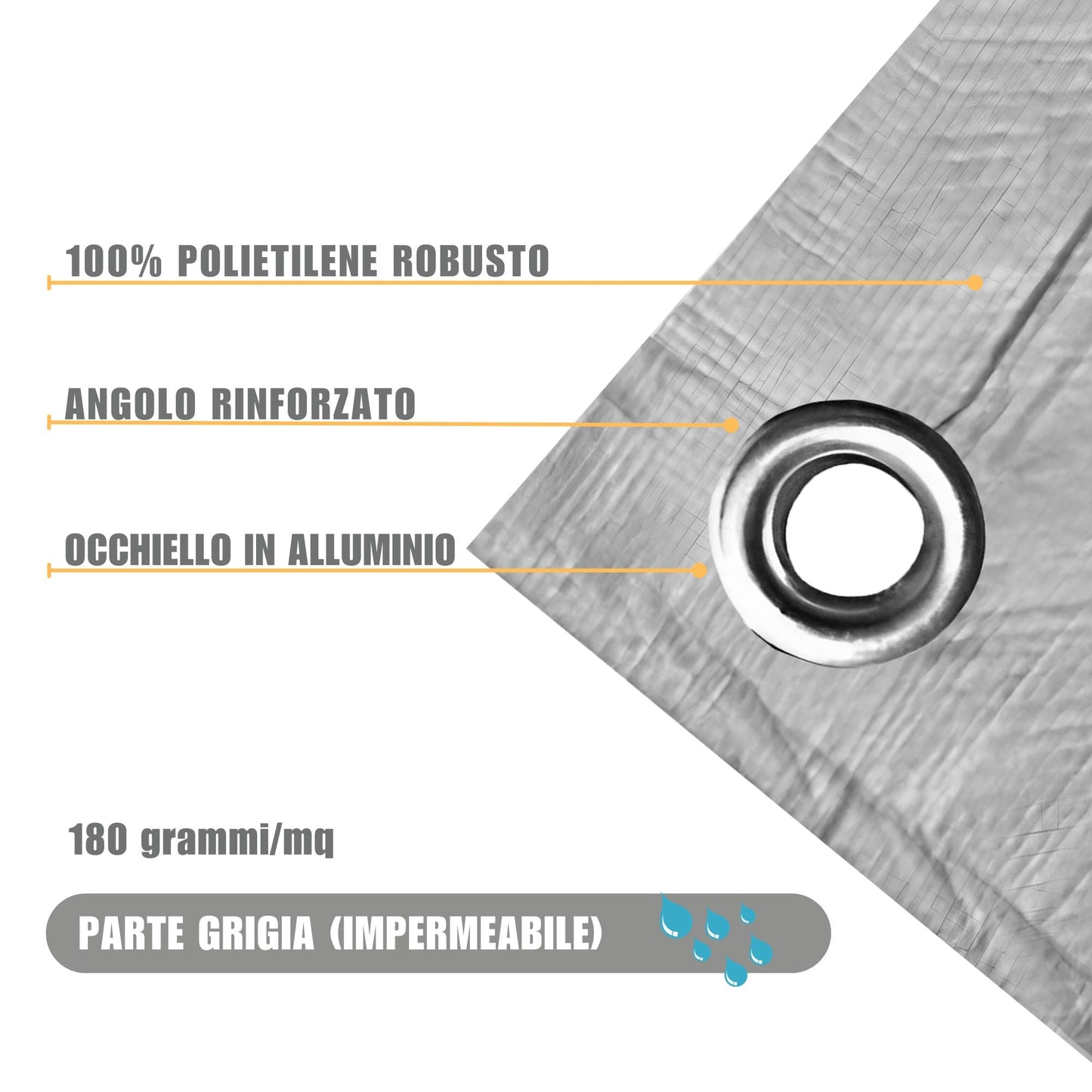 TELO IMPERMEABILE ESTERNO OCCHIELLATO - 180g - ELETTROFER