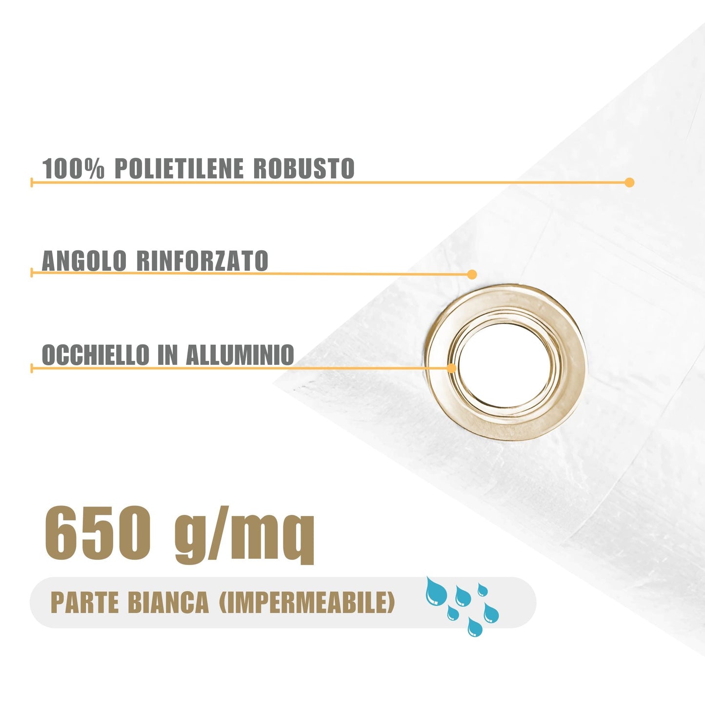 TELO IMPERMEABILE PROTETTIVO OCCHIELLATO - 650 g - ELETTROFER