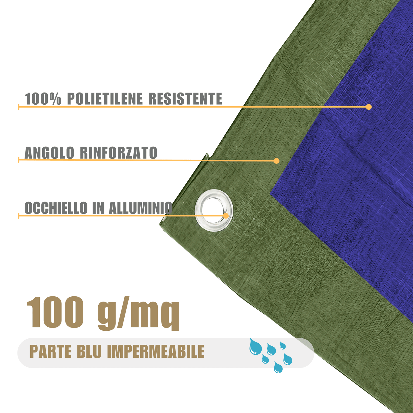 TELO IMPERMEABILE VERDE OCCHIELLATO - 100g - ELETTROFER